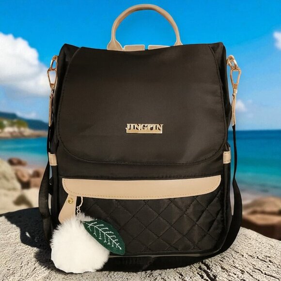 Black and Tan Women's Backpack - Picture 3 of 11